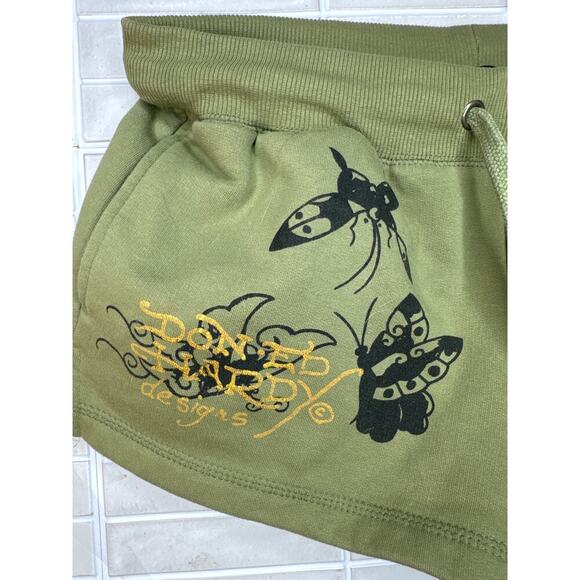 Ed Hardy Women’s Green Graphic Sweat Shorts – Size M, Vintage Y2K Style - Picture 2 of 7